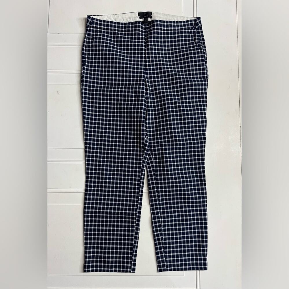 J. Crew Women’s Size 8 Navy Blue Martie Checked Windowpane Plaid Pants Trousers